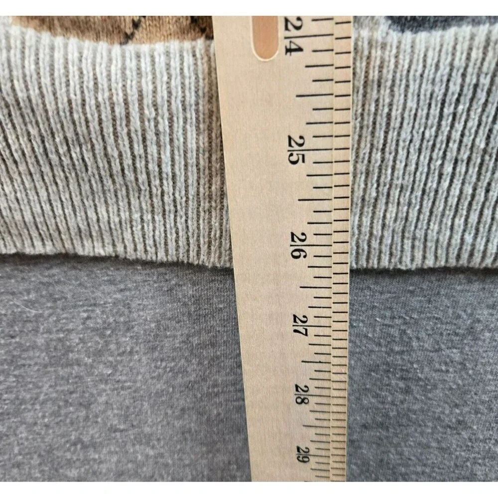 J CREW Beige Argyle Cashmere Cotton Long Sleeve Pullover‎ Sweater SIZE LARGE